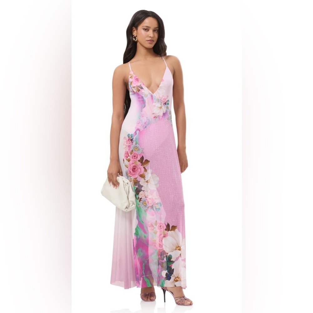 AFRM Pink Floral Slip Maxi Dress